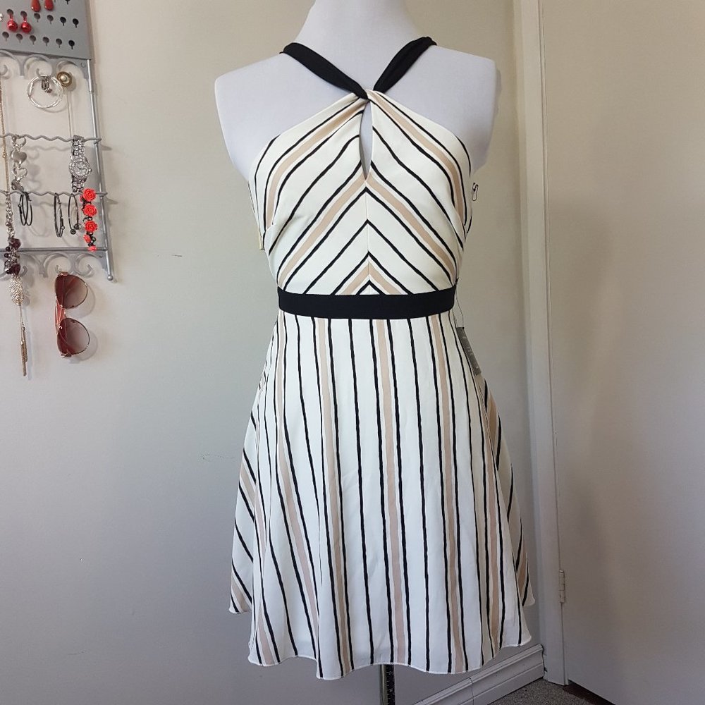 Lulu's White Striped Halter Dress